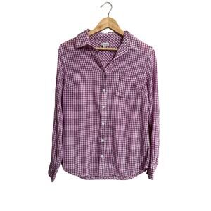 J. Peterman  Purple Checked Thin Cotton Button Down Small